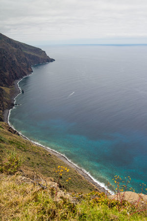 Scenic coastal landscape of Madeira island in Portugalの写真素材