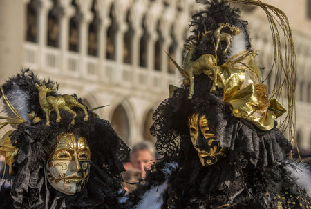 Traditional venetian carnival costume from annual masqueradeのeditorial素材