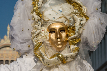 Traditional venetian carnival costume from annual masqueradeのeditorial素材