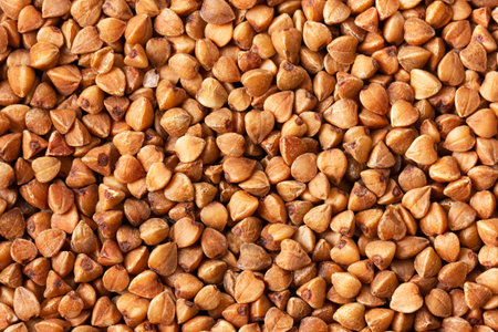 Buckwheat background. Closeup view. Healthy vegan food concept.の写真素材