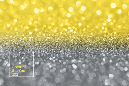 Abstract sparkling blurred background with bokeh effect. Color 2021.の写真素材