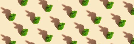 Pattern of green easter bunny. Abstract easter background. Minimal holiday decoration concept. Banner for website.の写真素材
