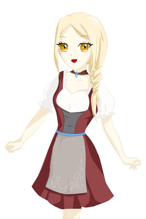 Girl yellow hair, brown eyes, used red outfitのイラスト素材