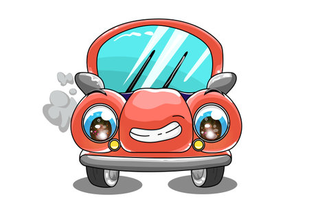 A cute red cars design transportation cartoon vector illustrationのイラスト素材
