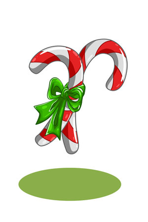 Two candy christmas with green ribbon illustrationのイラスト素材