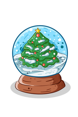 Hand drawn Christmas snowball globe illustrationのイラスト素材