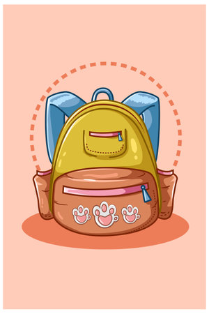 Illustration of yellow blue school bagのイラスト素材