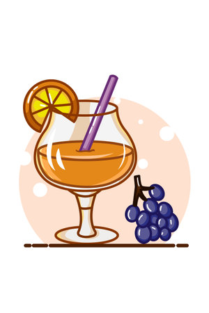 Orange juice with blueberries illustrationのイラスト素材
