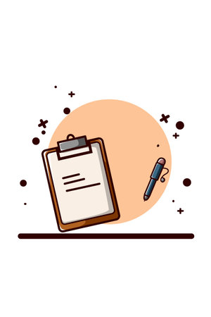 Note paper with pen illustrationのイラスト素材