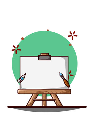 Illustration of canvas, brush and watercolorのイラスト素材