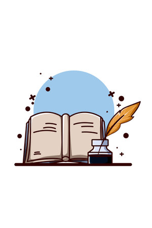 Illustration of a book with a dip penのイラスト素材