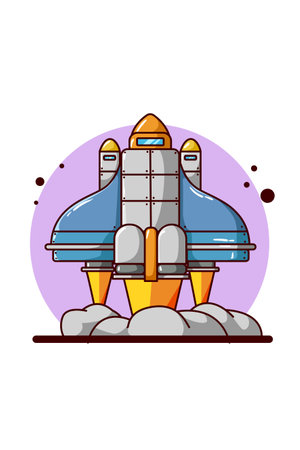 Space shuttle illustration hand drawingのイラスト素材