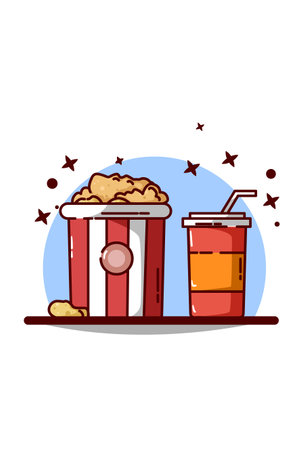 Big pop corn with soft drink illustrationのイラスト素材