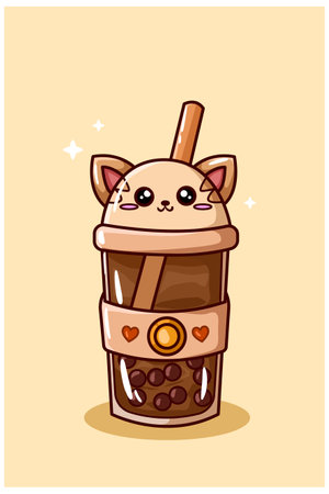Illustration of a cat-shaped soft drinkのイラスト素材