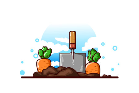 Illustration of growing carrots with a cropのイラスト素材