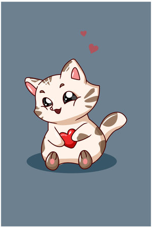 Beautiful cat with loveのイラスト素材