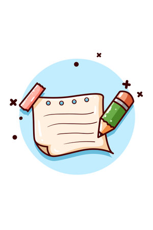 Note paper and pencil illustrationのイラスト素材