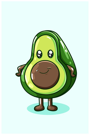 A cute avocado illustrationのイラスト素材