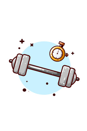 Barbell and stopwatch illustrationのイラスト素材