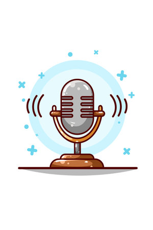 Microphone illustration hand drawing vectorのイラスト素材