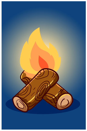 Bonfire illustration hand drawingのイラスト素材
