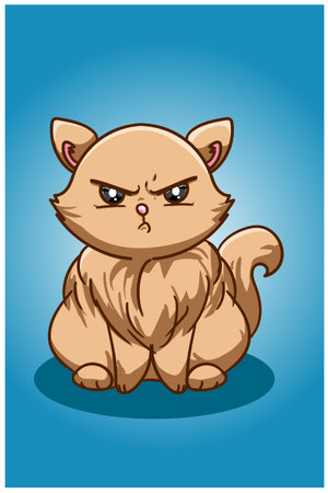 The angry brown cat illustrationのイラスト素材