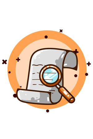 A paper and a magnifying glass illustrationのイラスト素材