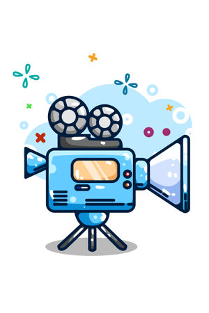 Camera video illustration hand drawingのイラスト素材