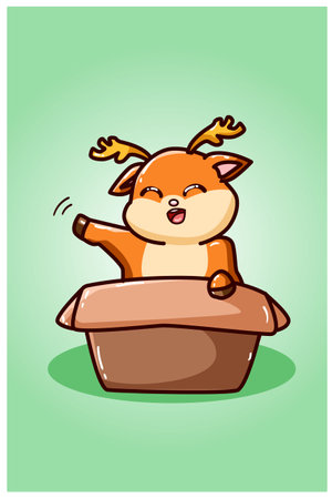 A baby deer in the boxのイラスト素材