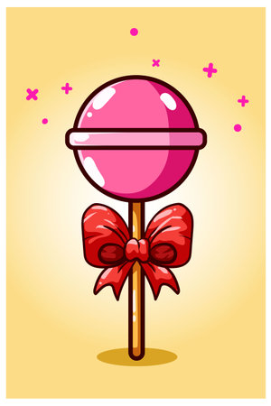 Candy with ribbon illustration hand drawingのイラスト素材