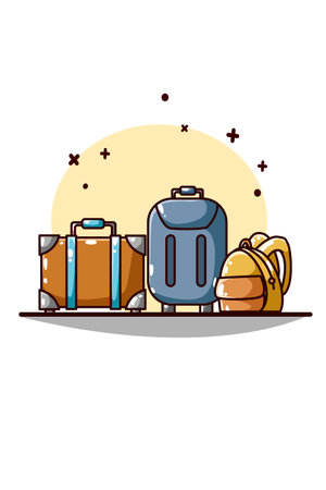 Suitcase and bags for traveling hand drawingのイラスト素材