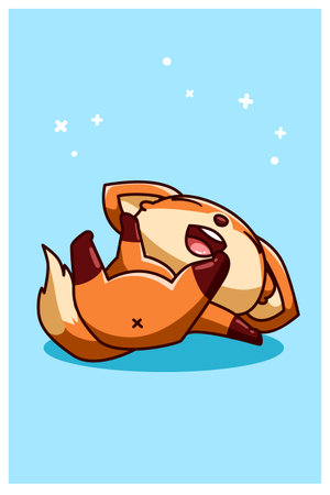 A laughing little fox hand drawingのイラスト素材