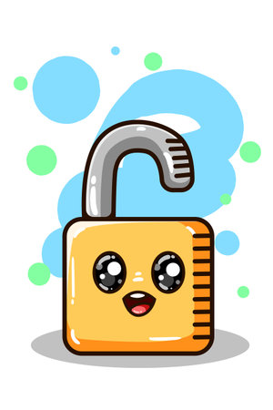 A cute padlock vector illustration hand drawingのイラスト素材