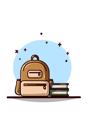 Bag and two books vector illustrationのイラスト素材