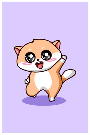 Cute excited cat illustrationのイラスト素材