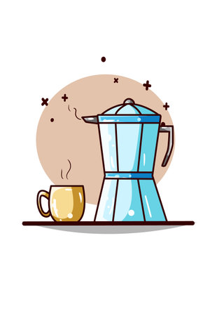 A kettles and cup coffee illustrationのイラスト素材