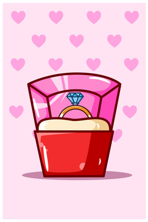 Diamond ring at valentine day cartoon illustrationのイラスト素材