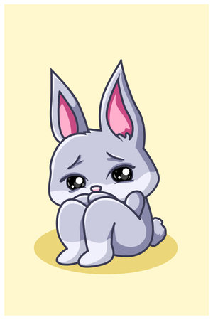 The little frightened rabbit, kawaii cartoon illustrationのイラスト素材