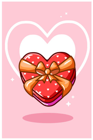 valentine Heart shaped chocolate, cartoon vector illustrationのイラスト素材