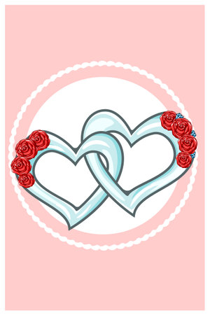 Heart jewelry valentine pair cartoon illustrationのイラスト素材