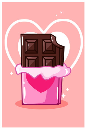 Sweet chocolate in the valentine day cartoon illustrationのイラスト素材