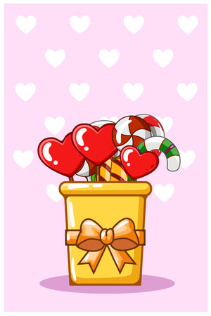Valentine's Day candy cartoon illustrationのイラスト素材
