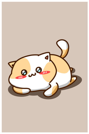 A pretty and happy cat cartoon illustrationのイラスト素材