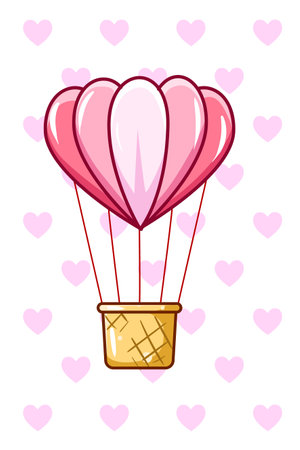 Illustration of a air balloon love shapeのイラスト素材