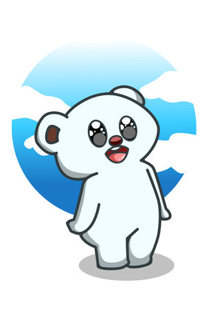 A cute polar bear cartoon illustrationのイラスト素材