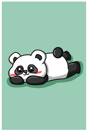 A lazy panda cartoon illustrationのイラスト素材