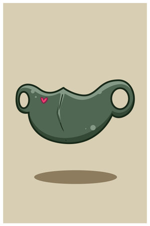 Dark green cute mask cartoon illustrationのイラスト素材
