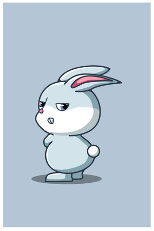 A little cute baby rabbit angry cartoon illustrationのイラスト素材