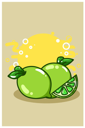 Lemon lime cartoon illustrationのイラスト素材