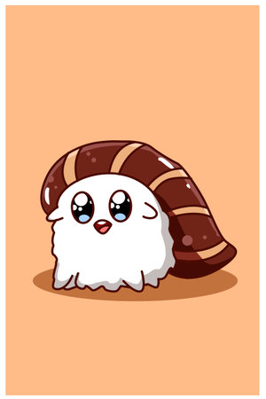 Cute and happy sushi cartoon illustrationのイラスト素材